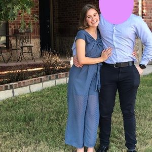 Blue Polka Dot Jumpsuit - size S